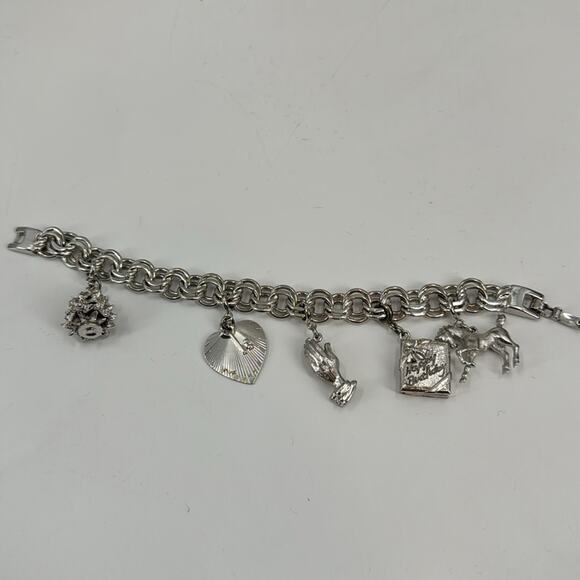 Monet silver tone charm bracelet - Picture 3 of 10